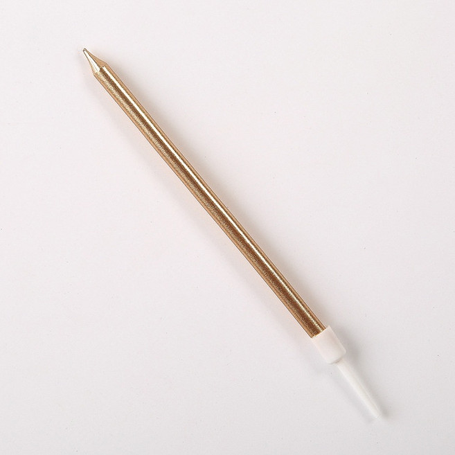鉛筆蠟燭 生日線燭 珠光長蠟燭 無煙長桿蠟燭 鍍金細長蠟燭, 1個, 蠟燭－香檳金（獨立包裝）－１支