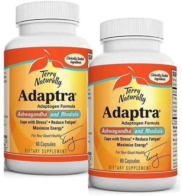 테리 네츄럴리 Terry Naturally Adaptra 아쉬와간다 로디올라 60캡슐 2팩, 60정 - 쿠팡