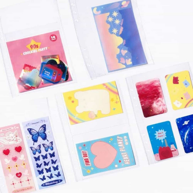 소소 비온뒤 A5 데코포켓 파일리필용_양면 (5종) 스티커정리, 포토카드