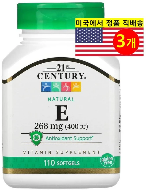 21st Century 21세기 센트리 천연 비타민 E 268mg (400IU), 3개, 110정 - 쿠팡
