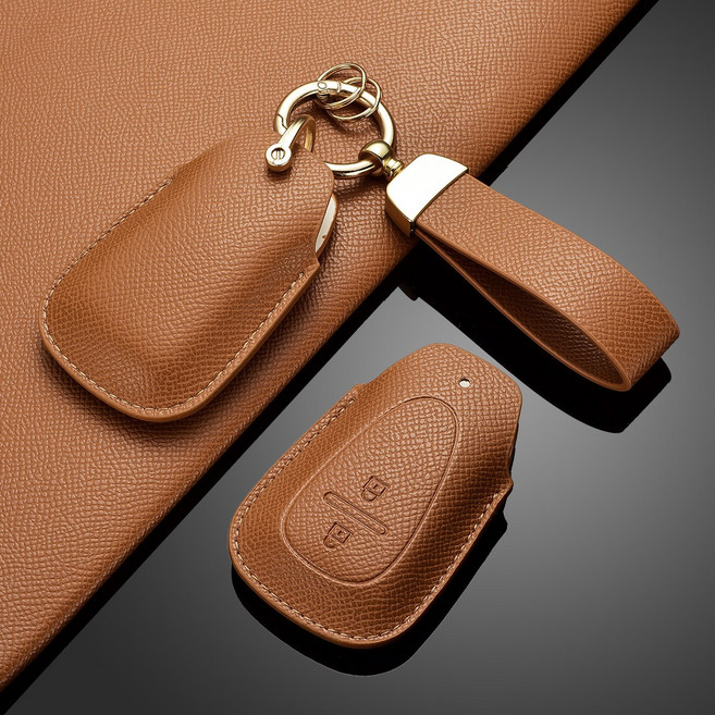 카로카 쉐보레 호환 가죽 키케이스 키커버 스파크 트랙스 말리부 크루즈 볼트, C-1(2버튼), 브라운