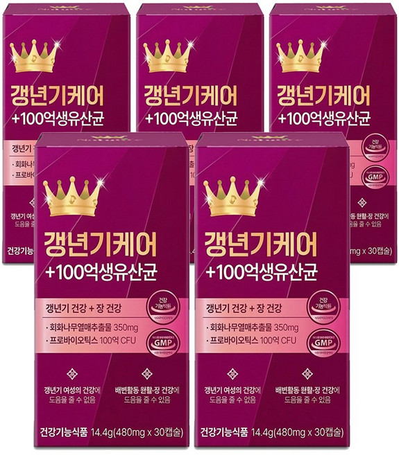 여성 갱년기 유산균 yt1+갱년기 케어 100억 유산균세트 / 프리미엄 여성 갱년기 케어 100억 생 유산균 식약청인증, 5개, 30회분