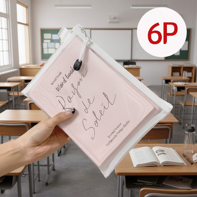 여행 수납 메쉬 망사 지퍼 파우치 6P