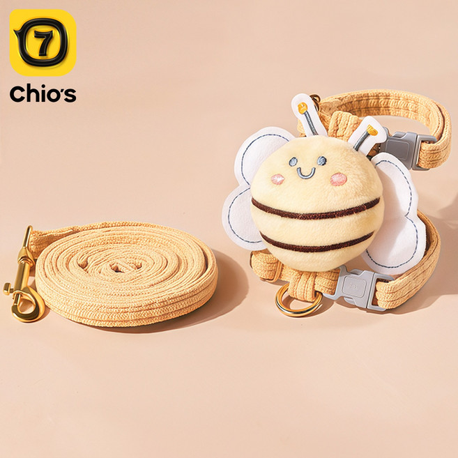 고양이 하네스 고양이 목줄, 1개, 노란색