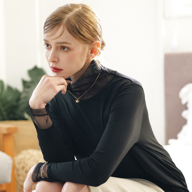 꼴레지온 망사 스판 티셔츠 블라우스