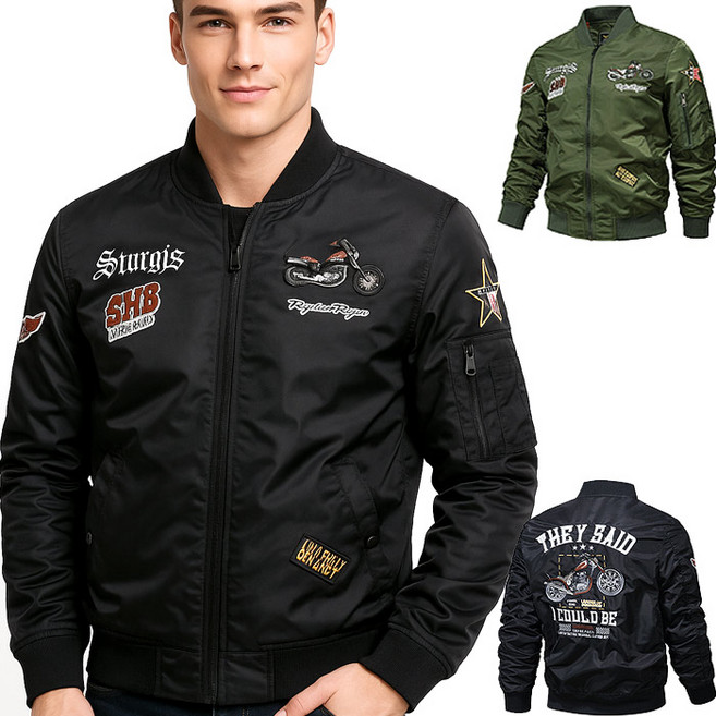 더세븐스레터 남녀 봄가을 SHB RIDER 라이더 자수패치 블루종 항공점퍼 발수 방풍 보온 바람막이 점퍼 2칼라