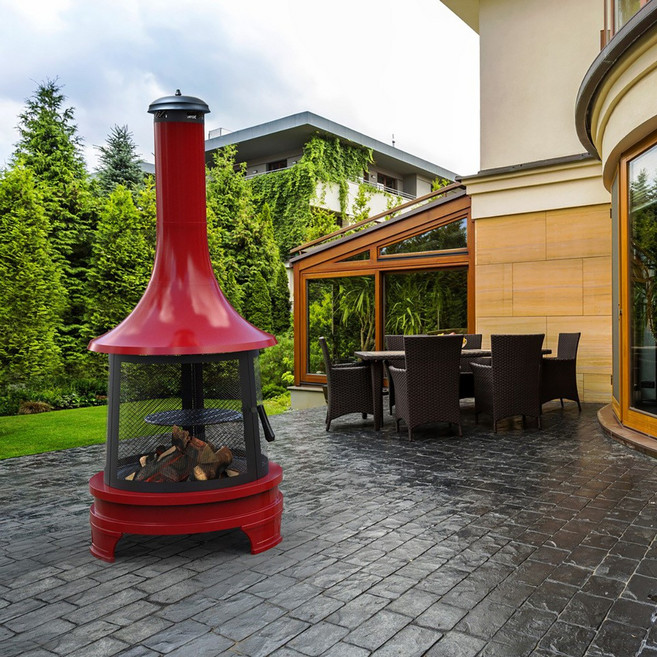 쿠킹화로 야외화로 테라스난로 정원 가든 침니아 레드, 1개