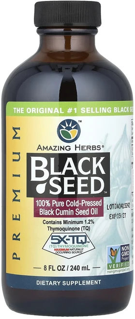 Amazing Herbs 프리미엄 Black Seed™ 100% 순수 냉압착 블랙 커민 씨오일 5g 240ml(8fl oz), 1개, 240ml - 쿠팡