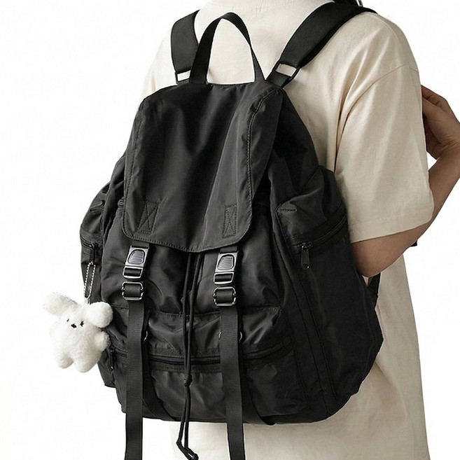 듀엘라 나일론 스트릿 나일론 백팩 여성 여행 직장인 남성 노트북 대학생 가벼운 배낭