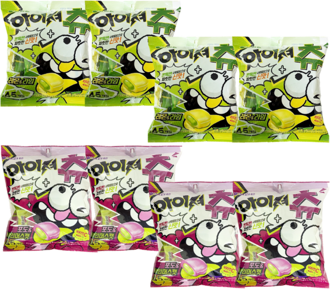 오리온제과 아이셔츄 2종 포도 & 샤인머스캣 + 레몬 & 라임, 193.5g, 4세트