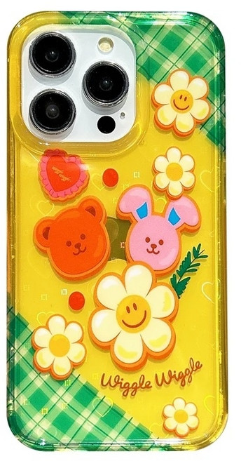 [미미하우스] 아이폰 17 16 15 14 위글위글 레인보우 실리콘 풀커버 케이스