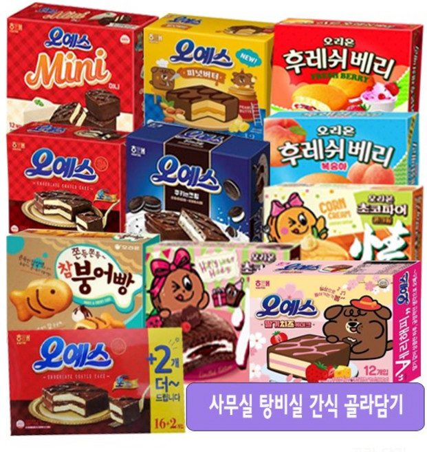 해태 오예스 딸기치즈케이크 쿠키앤크림 피넛버터 참붕어빵 후레쉬베리 초코파이 해피쇼콜라 콘크림 사무실 탕비실 골라담기, 4. 오예스 360g, 360g, 1개