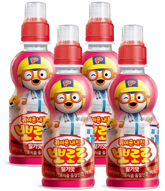 뽀로로 귀여운 내친구 어린이 음료 딸기맛 235 ml, 235ml, 4개