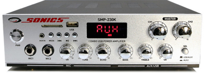 소닉스 SMP-230K 카페매장용앰프 2채널 200W 포스 스마트폰 USB AUX 블루투스, 단품