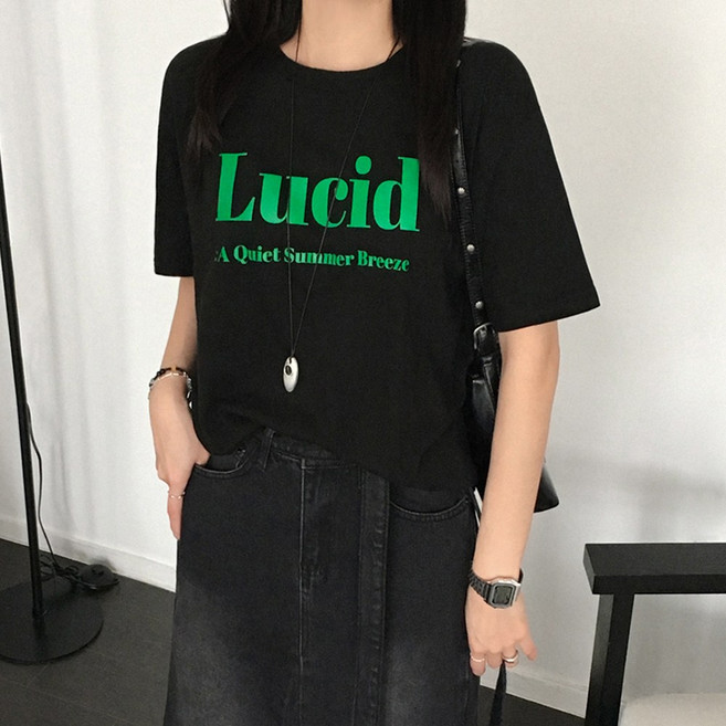 티데일리 루시드 프린팅 오버핏 17수 빅사이즈 라운드 반팔 티셔츠
