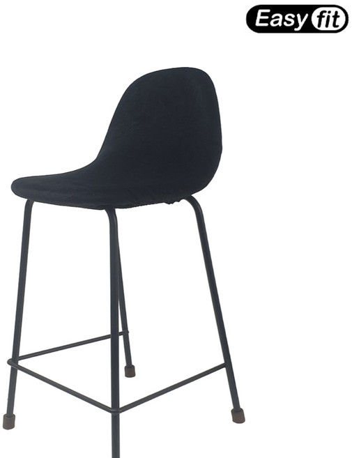 이지핏 아일랜드 홈바 식탁의자커버 바체어 바텐 빠 의자 리폼 천갈이 덮개, 라운드형 x 벨벳 x 블랙, 1개