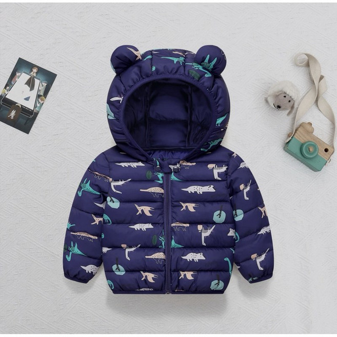 萱寶媽咪baby童裝館 韓版兒童秋冬羽絨棉外套 男女童耳朵俏皮連帽外套 童裝羽絨外套 防風保暖