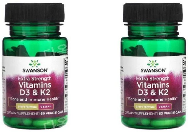2개 스완슨 D3K2 비타민D3K2 MK-7 VITAMINK2 비타민D3 60정 - 쿠팡