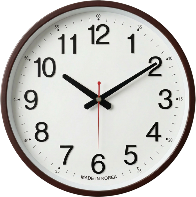 [국산] 리갈 크라운 국산 40cm 대형 무소음 벽시계, 브라운