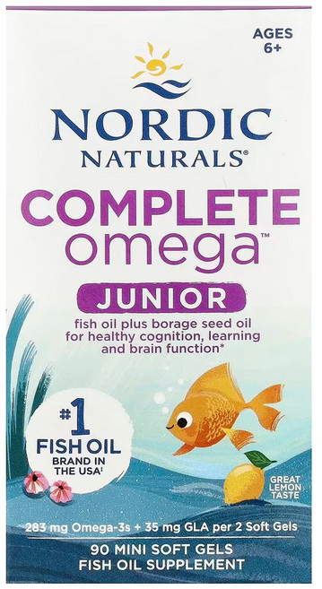 Nordic Naturals Complete Omega™ 주니어 6세 이상 레몬 맛 미니 소프트젤 90정