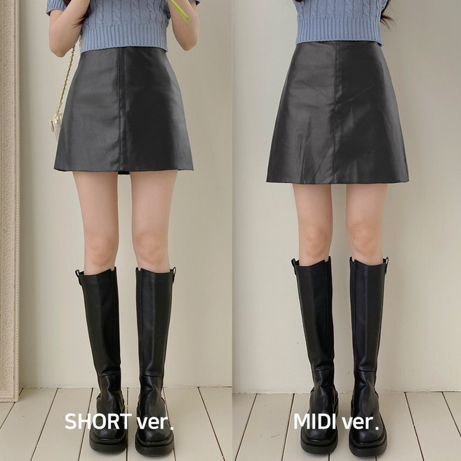 잇진 여성 기장선택 숏/미디 속바지 레더 미니 스커트
