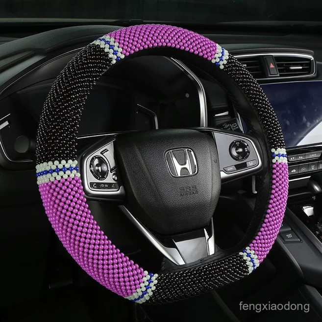 D타입 순수 핸드메이드 사계절 공용형 미끄럼 방지 땀흡수 자동차 여름구슬 핸들커버, D육절 흑자색 구슬
