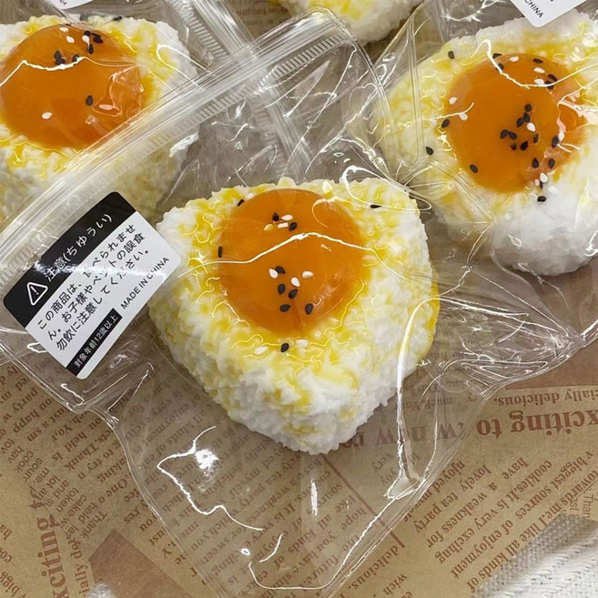 OKYAIOS 계란 주먹밥 말랑이 주물럭 모찌말랑이, 2개, 80g, 화이트