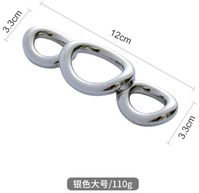 環相扣筷架 歐式鏡面金色 勺子託, 銀色大號（合金材質）, 1個