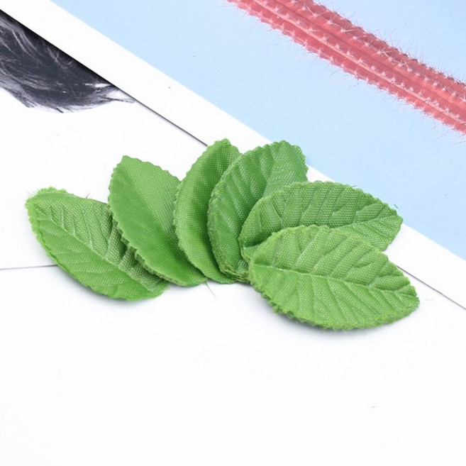 Rncyn 실크 잎 장식 꽃 화환 크리스마스 홈 웨딩 브로치 신부 액세서리 정리 가짜 200 피스, 1개, leaf