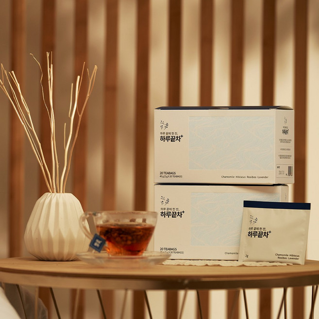 [슬룸 정품] 슬룸 하루끝차 차 캐모마일 라벤더 루이보스 히비스커스 삼각 티백, 40g, 1박스, 20개입, (20일분)