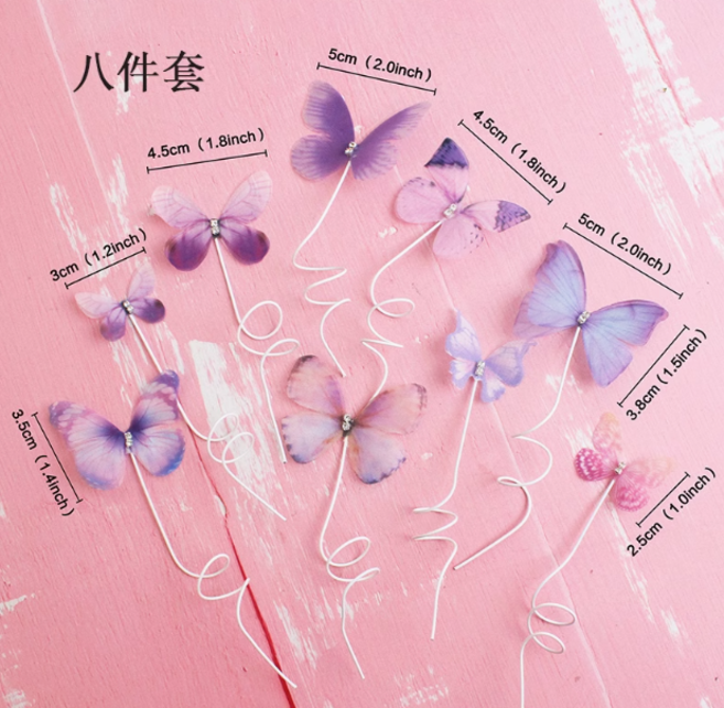 나비 토퍼 블루 아들 케이크 특별한 생화 호텔케이크 토퍼 도매, 03 퍼플쉬폰(8종)-C038, 1개