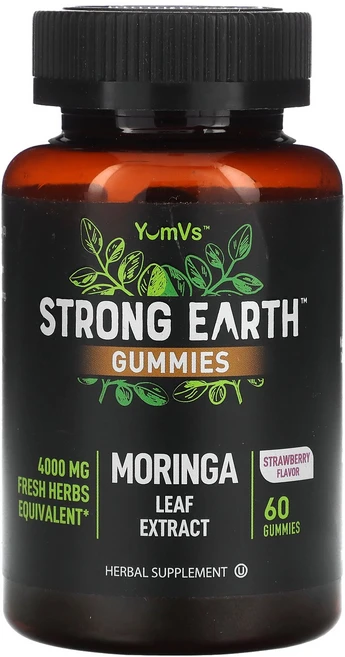 YumVs Strong Earth Gummies Moringa Leaf Extract Strawberry 60 Gummies 2 000 mg per Gummy, YumVs, Strong Earth Gummies, M - 쿠팡