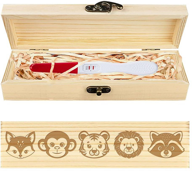 CHGCRAFT 만화 동물 아바타 선물 기념품 상자 나무 선물 상자 라피아 리본 및 잠금 장치 포함 생일 기념일용 20.3 x 5.1 x 3cm(8 x 2 x 1.2인치)