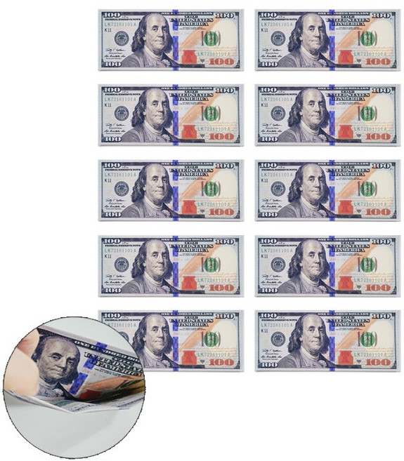 골프용 내기지갑 지폐지갑 100달러 2달러 신사임당 옵션선택, 10개