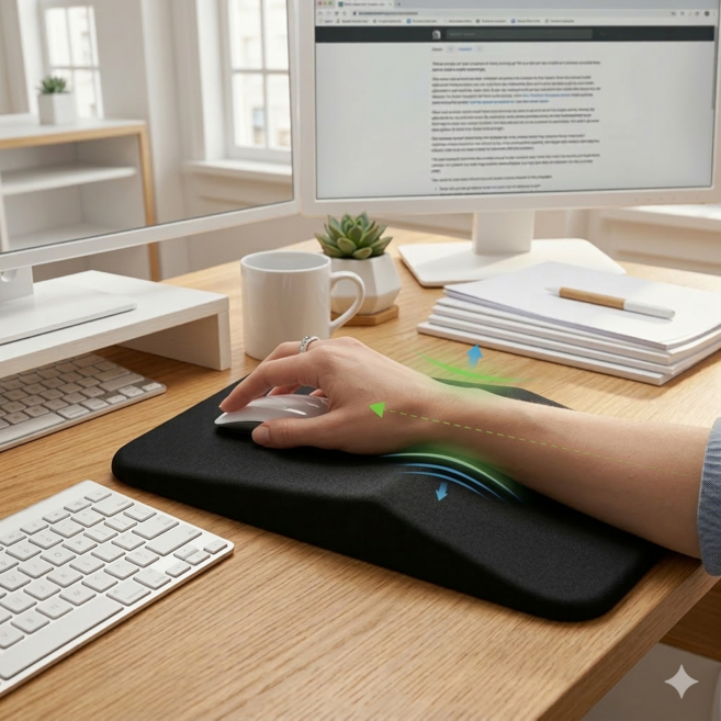 소소픽 손목편한 양방향 메모리폼 마우스패드, 1개, 블랙