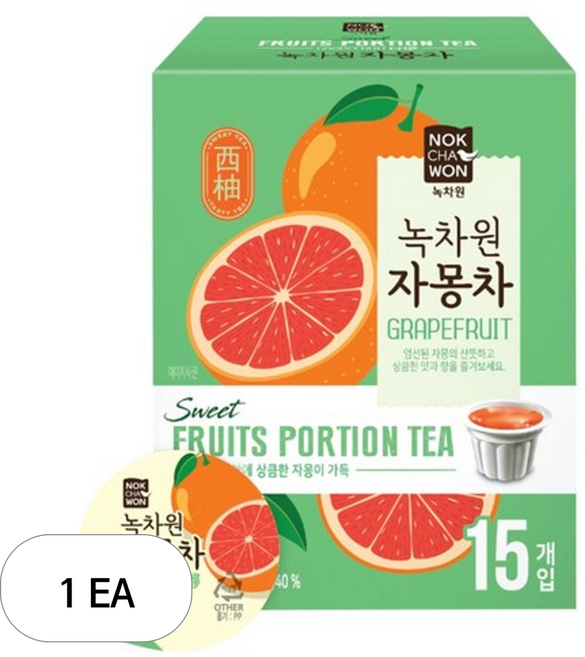 녹차원 [녹차원] 자몽차 포션 15입(하나씩 간편하게~), 30g, 15개입, 1개