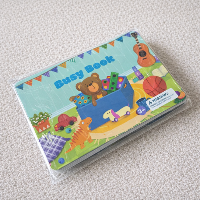 노벨랜드 미니 비지북 몬테소리 붙였다떼기 유아 두뇌놀이 학습교구 사물인지 유치원 어린이집 단체선물, 01)곰돌이, 1개