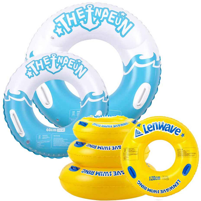 [1+1] 본사직영 교차선택 화이트 옐로우 물놀이 튜브 80cm 100cm 120cm 옐로우 화이트 수영장 원형튜브, 100cm+100cm, 1세트, 01.화이트+화이트