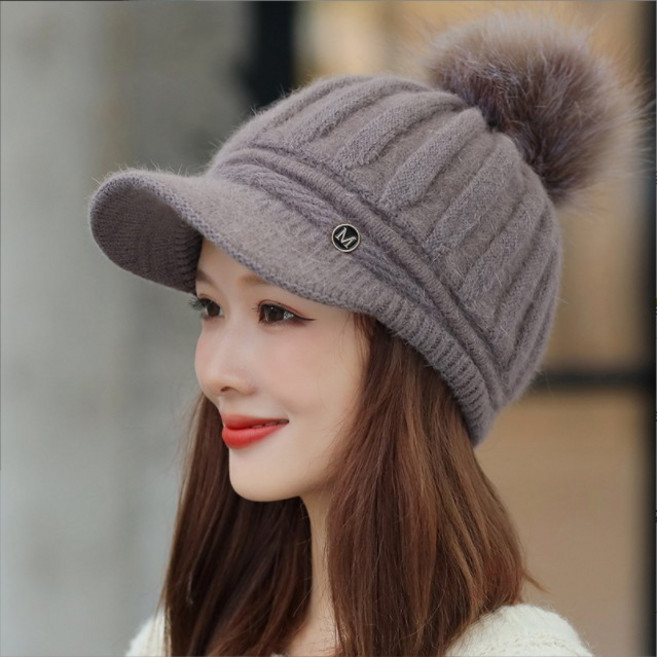 그린코코 울니트 여성 방울 털 겨울모자