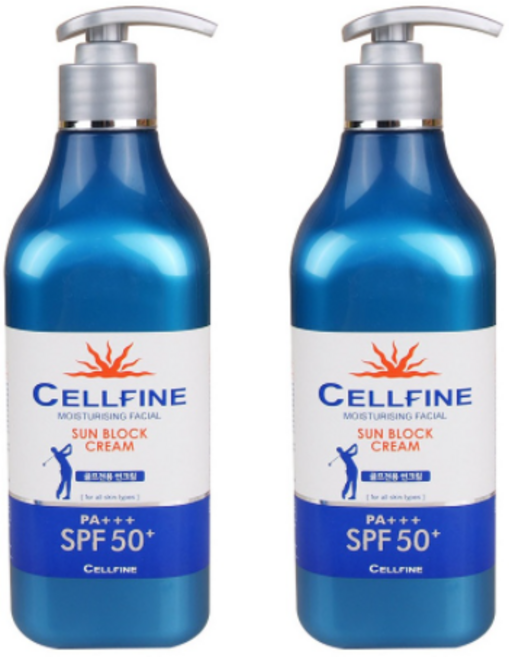 셀파인썬크림 70ml 500ml SPF50+ PA+++ 백탁 눈시림 끈적임 유분기 없는 촉촉한 수분 알로에 셀파인 대용량 바디 선크림 선로션 선밀크 스포츠 여드름 피부과 선스크린, 2개