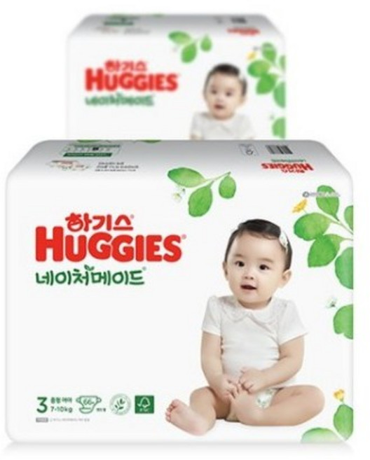 하기스 NEW 네이처메이드 밴드형 기저귀 여아용 중형 3단계(7~11kg), 3단계, 130매
