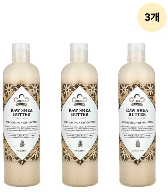 누비안해리티지 바디워시 무가공 시어버터, 3개, 384ml - 쿠팡