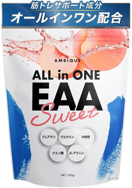 올인원EAA BCAA 크레아틴 글루타민 구연산 HMB 앰비크 필수아미노산 9종 함유 국산 (620g 피치), 1개, 620g