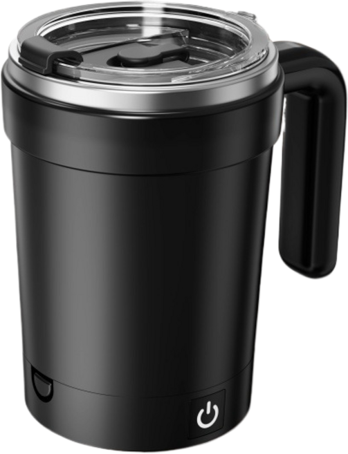 智能測溫磁力自動攪拌杯 電動便攜咖啡杯 奶昔杯 健身保溫壺, 黑色:18.8*8.6cm