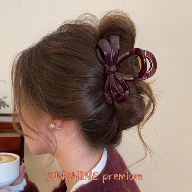 SUNSHINE 프리미엄 리본 올림머리 헤어 집게핀 8.5cm