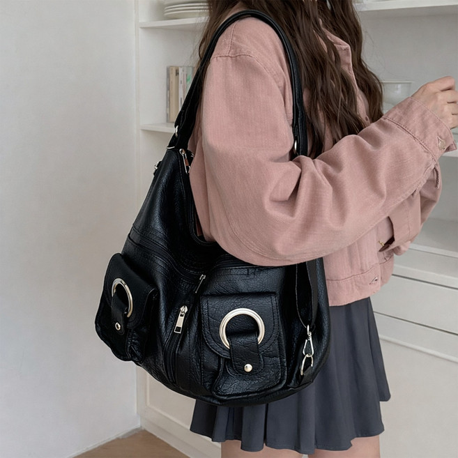 Novah 여성 레더 크로스백 대용량 보부상 가방 빈티지 데일리 숄더백