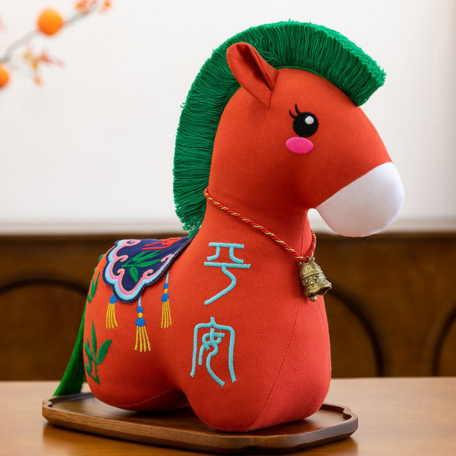 馬年吉祥物毛絨玩具公仔 掛飾禮物 新年裝飾, A平安馬,20厘米左右, 1個