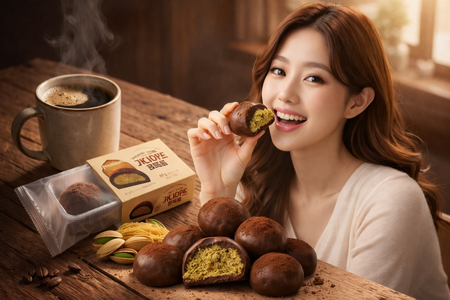 (데일리마켓) 두바이 스타일 카다이프 쫀득볼 피스타치오 초콜릿 쫀득쿠키 두쫀쿠 디저트, 1개, 50g