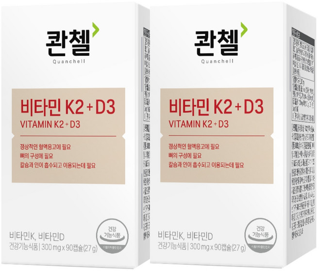 콴첼 비타민 K2 + D3, 90정, 2개