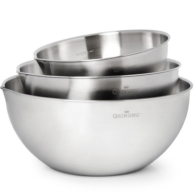 퀸센스 스텐 믹싱볼 기본 3종 세트, 믹싱볼 3종, 1세트